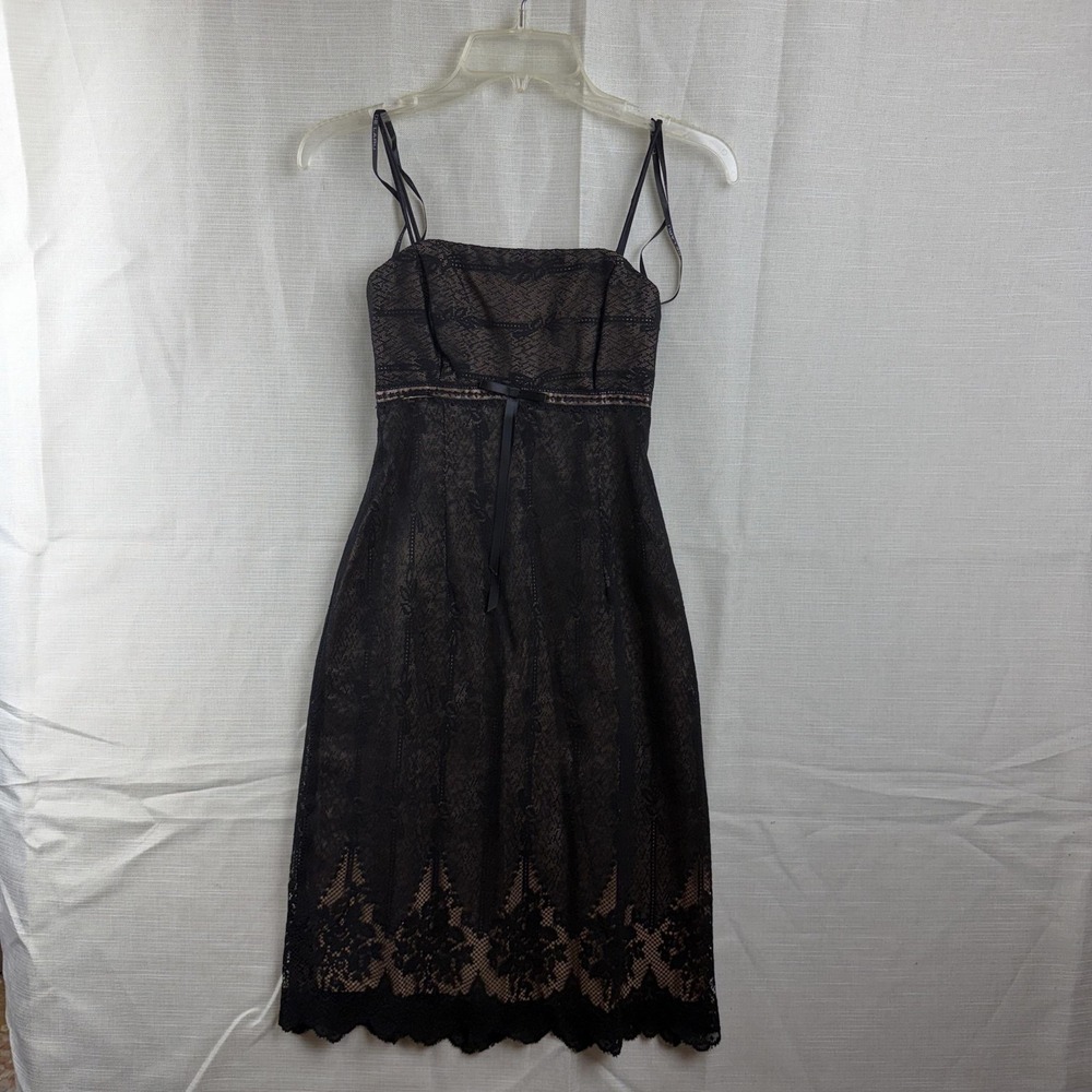 De Laru Dress YK2 Vingtage 3/4 Black Lace Floral Slip Square Neck Party Cocktail